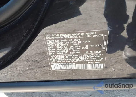 2021 Volkswagen Atlas Cross Sport 2.0T S from USA, damaged, VIN 1V2GC2CA8MC239532